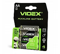 Alkaline batteries LR6/AA VIDEX 4 pcs./pack.