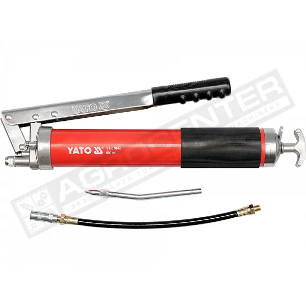 Шприц смазочный с жестким и гибким. аппликаторами, 600 см³, 27-41 MPa YATO - 1
