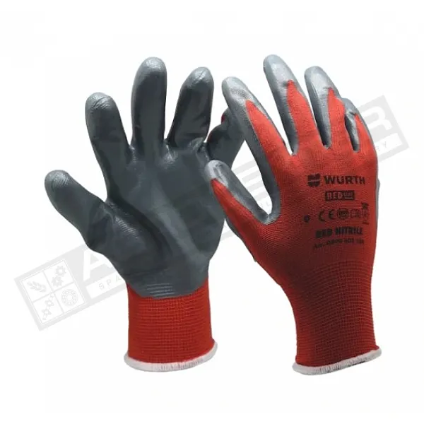 Рукавиці захисні RED NITRILE, поліестер, покриття нітрил, пара р.11 RED LINE WURTH (0899403111) - 1