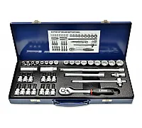 Socket Set 3/8", 37 pcs, Cr-v, Konner (52-230)
