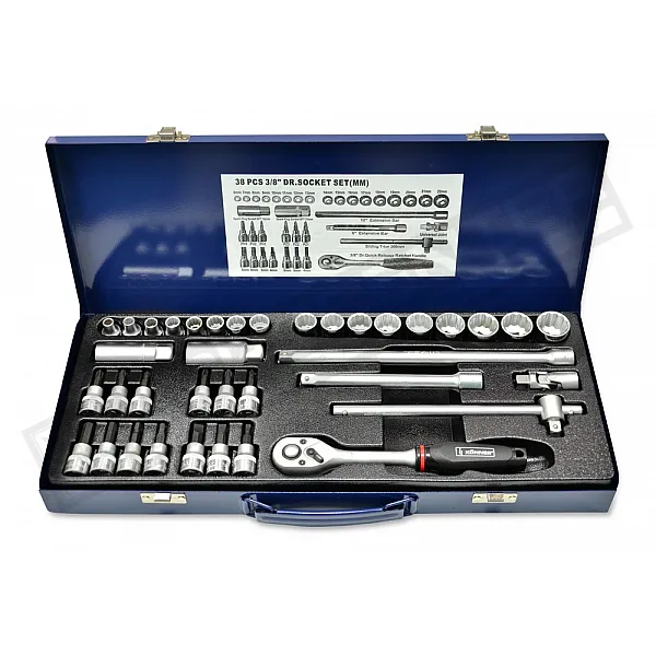 Socket Set 3/8", 37 pcs, Cr-v, Konner (52-230) - 1