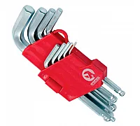 Set of L-shaped keys, hex. with ball tip 9 units, 1.5-10 mm INTERTOOL (HT-0605)